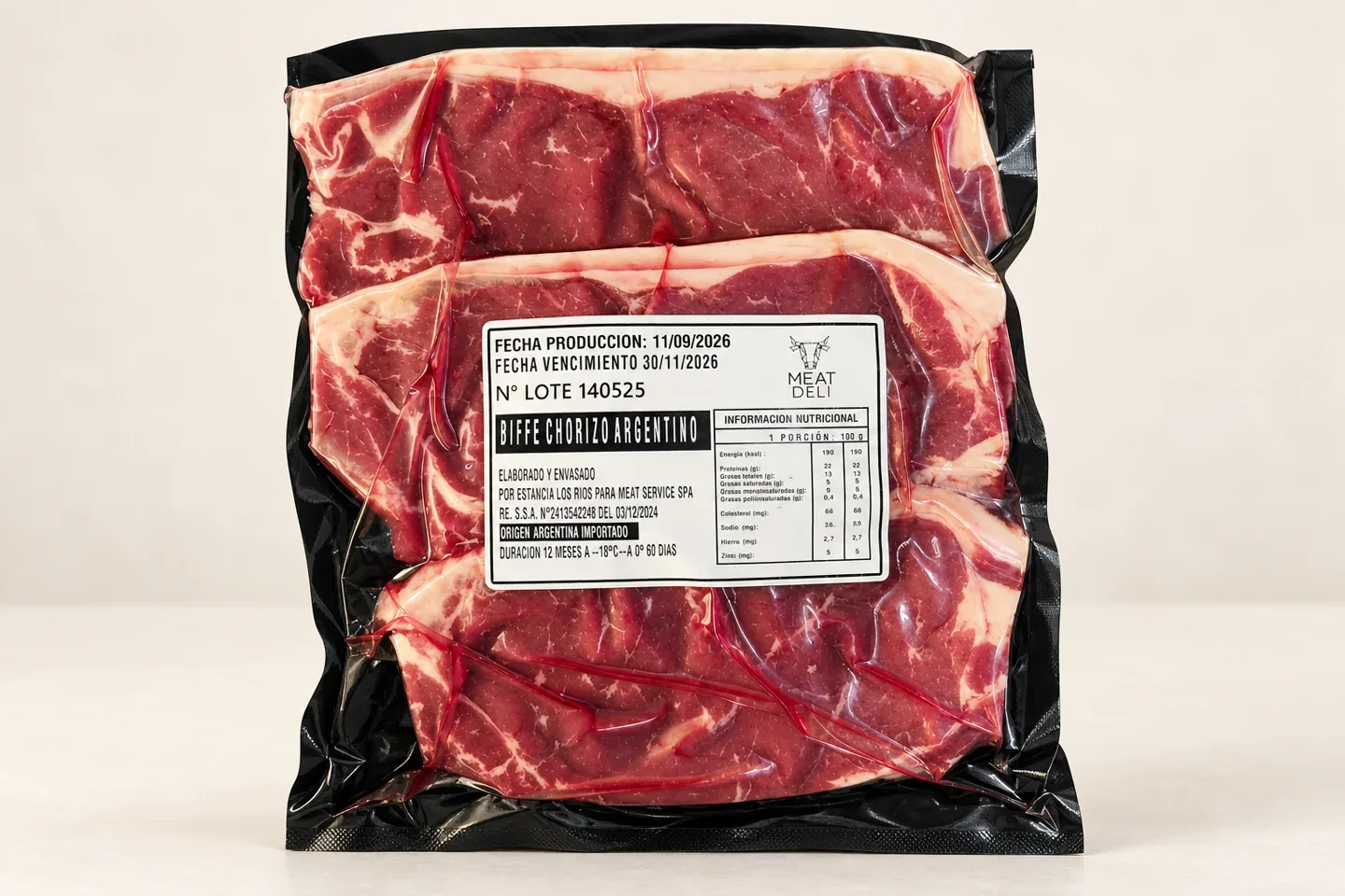 Bife de Chorizo Argentino · 3 unidades · Bolsa 600–700 g