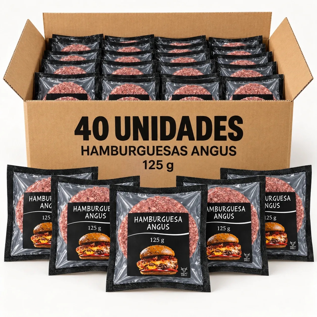 Caja de 40 Hamburguesas Angus de 125 g · 5 kg