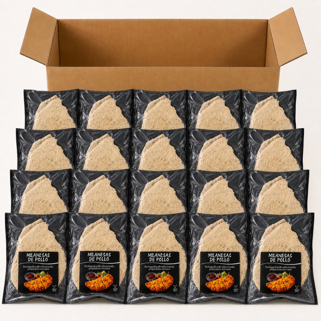 Pack Mayorista 20 Bolsas Milanesas de Pollo Congeladas Meat Deli