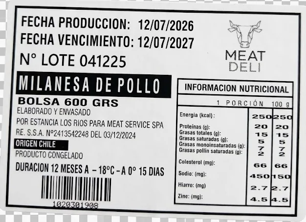 Etiqueta Oficial con Información Nutricional y Resolución